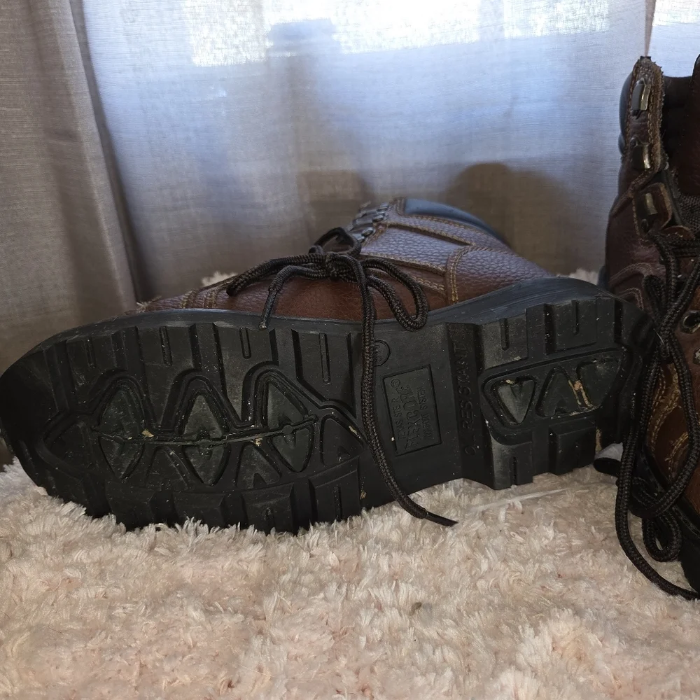 Texas Steer 8 wide Men's Brown Leather Work Boots oil resistant